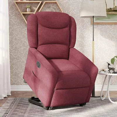 Image de vidaXL Fauteuil relax avec releveur électrique Tissu rouge vin