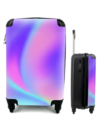 Produktbild von MuchoWow® Koffer Handgepäck Trolley Rollkoffer Kleine Reisekoffer mit 4 Rollen - Abstraktes Bild mit lila Geometrie - Cabin Size < 55x40x23 cm & 55x40x20 cm - Fotokoffer - Kabinenkoffer - Boardgepäck - Reise-Box - Reisekoffer - Reisegepäck - Koffer mit Bild - Trolley für Kinder