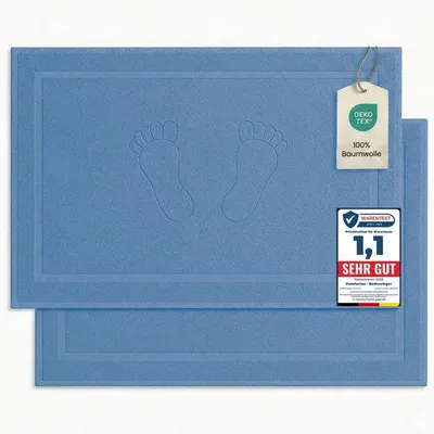 Zdjęcie produktu dla Zestaw dwóch mat do łazienki, 100% bawełna, 800 GSM, miękka jakość hotelowa. Mata pod prysznic 50 x 80 cm, chłonna, idealna do łazienki