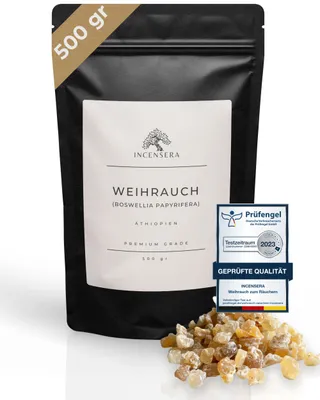 Produktbild von Incensera Weihrauch zum Räuchern, 500 gr aus Äthiopien, Eritrea Boswellia papyrifera, Räucherharz, naturreines Räucherwerk, Kirchenweihrauch