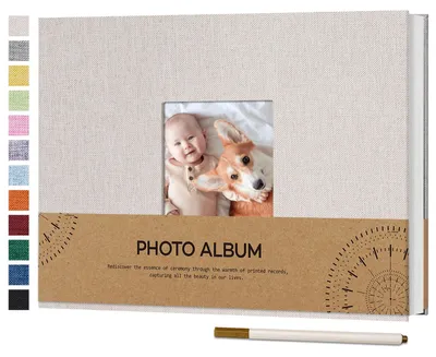 Selbstklebendes Fotoalbum 21,5x30 cm, beige, 60 Seiten, Leinen