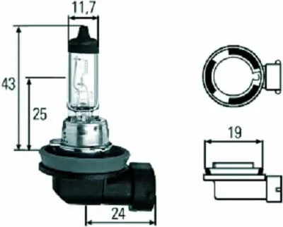 Produktbild von 1x DIEDERICHS H11 Glühlampe Fernlicht 12V 55W PGJ19-2 Halogen LID10038