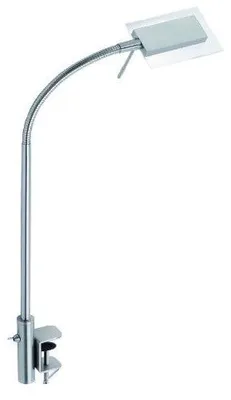 Produktbild von Fischer Leuchten LED Klemmleuchte Schwanenhals – Schreibtisch- & Klemmlampe 5W warmweiß Nickel matt, Glas teilsatiniert mit klarem Rand