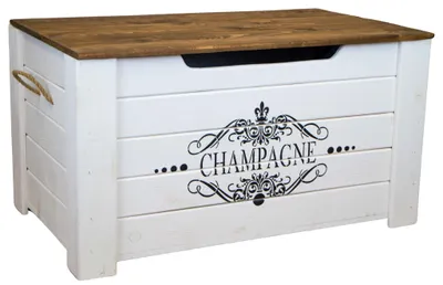 Produktbild von Holztruhe Pascale mit Deckel Aufdruck "Champagne"