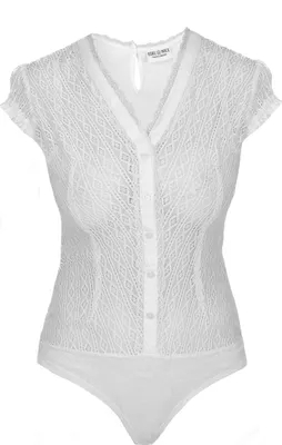 Produktbild von Elastischer figurbetonter Damen Body Mary Kurzarm für Trachten in Weiß Creme Größe 50