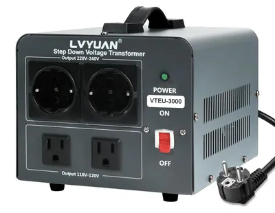 Obrázok produktu pre Menič napätia – 3000 W – 220-110 V – 4 výstupy – Kompaktný a prenosný