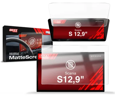 Produktbild von Matte Autodisplayfolie 2in1 für Scania S 12,9" (2024-2026), Grizz Protector