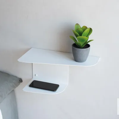 Zdjęcie produktu dla Zestaw 2 wiszących nocnych stolików Białe 40 x 20 cm