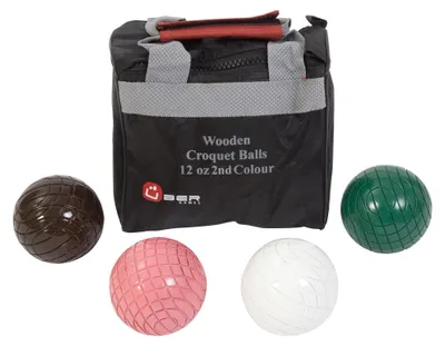 Image de Ensemble de boules de croquet en bois avec sac de rangement