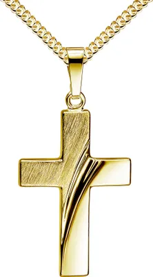 Produktbild von Anhänger-Kreuz Goldkreuz für Damen und Herren als Kettenanhänger 333 Gold 8 Karat  Mit Kette 925 Silber vergoldet Länge 60 cm