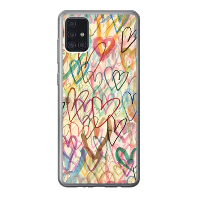 Produktbild von MuchoWow® Handyhülle Schutzhülle Hülle für Samsung Galaxy A52 5G Eine Illustration mit Herzen im Hintergrund Silikon Softcase Handy Hülle - Umschlag