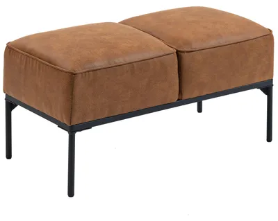 Produktbild von Moderner Hocker aus Kunstleder mit dick gepolsterter Sitzfl?che und Stahlbeinen, 80 x 40 x 46 cm, braun