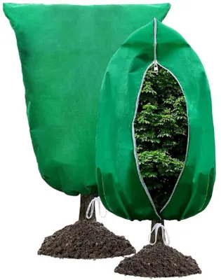 Produktbild von 2 Stück Pflanzenschutzhüllen - Winterschutz - 80 x 100 cm - mit Reißverschluss - Kübelpflanzen Schutzhauben als Frostschutz - Grün
