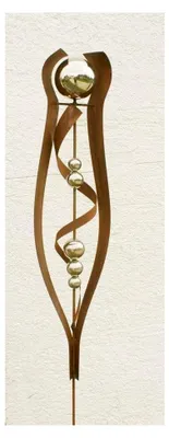 Produktbild von Gartendeko Roststab, 200 cm, Gartenstecker mit Edelstahlkugeln