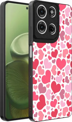 Immagine prodotto di Adatto per Motorola Edge 60 Custodia per telefono con stampa di cuori - Custodia Backcover in TPU con design a cuori - Custodia per bambini con design a cuori - Smartphonics