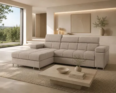 Produktbild von KSHOMECONCEPT Ecksofa COMODO L-Form links Beige 271 × 203 cm, KI-generiertes Bild