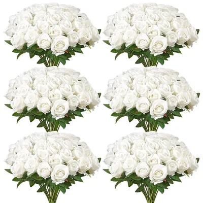 Produktbild von VEVOR Kunstblumen, 500 Stück Realistisch Aussehende Rote Schaumstoff Fake Rosen Großpackung, Künstliche Rote Brautdusche mit Stielen für DIY Hochzeitssträuße, Heim-Centerpieces Arrangements, Partytischdekorationen, 120 PCs, Weiß