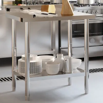 Produktbild von Design Küchen-Arbeitstisch mit Aufkantung 82,5x55x93 cm Edelstahl, Esstische 2024 Neu