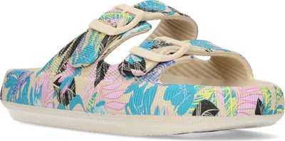 Produktbild von LAURA VITA Pantolette EVA Material weich mit 2 verstellbaren Schnallen rose/beige/hellblau bunt Blumenmuster Größe 40 EU