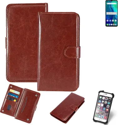 Produktbild von K-S-Trade 360° Hülle kompatibel mit Ulefone Power 6 braun Kunstleder Case BookCase WalletCase Kunstlederederhülle Handyhülle, Rundumschutz Bumper