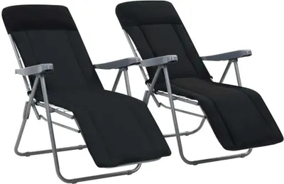 Produktbild von Klappbare Gartenstühle mit Polstern 2 Stk. Schwarz