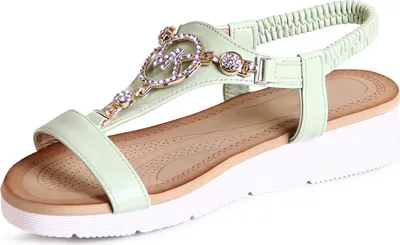 Produktbild von topschuhe24 3003 Damen Riemchen Sandalen Glitzer Sandaletten , Farbe:Grün, Größe:38 EU