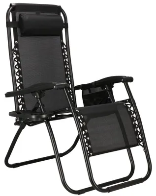 Image de Fauteuil de jardin | Transat | Pliable | Réglable | Appuie-tête ergonomique | Noir