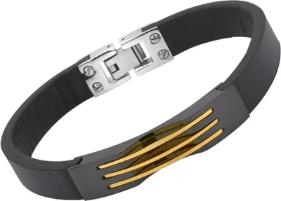 Produktbild von Unique Lederarmband polierte Edelstahlplatte B5180