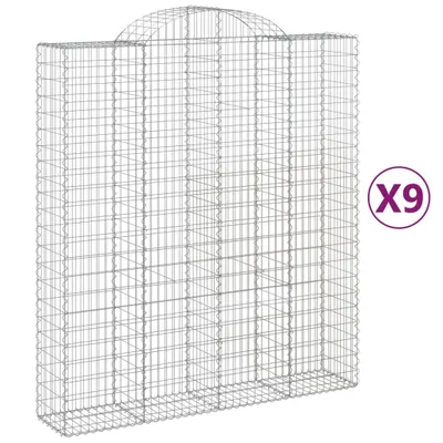 Produktbild von Gabionen mit Hochbogen 9 Stk. 200x50x220/240cm Verzinktes Eisen