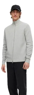 Zdjęcie produktu dla Selected Homme, męska bluza rozpinana z dzianiny, struktura "knit", kolor jasnoszary