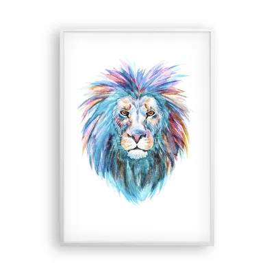 Produktbild von Gerahmtes Poster - Weißer Rahmen - Bunt Löwe Mähne - 70x100 cm - Wand Bild - Wanddeko - Wandbilder - Kunstposter - Wandposter - Bilderrahmen - Bilder - Kunstdruck - Wandbild - P2WPA70x100-4250