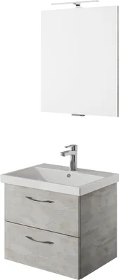 Produktbild von Bad Waschplatz Set, 60cm breit, in Oxid Hellgrau VILLATORO-66, B/H/T ca. 60/200/45 cm