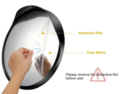 Image de Miroir de surveillance convexe - Miroir de sécurité grand angle - Support mural - Pour intérieur et extérieur - Idéal pour les entrées de garage, les entrepôts et les garages - Noir