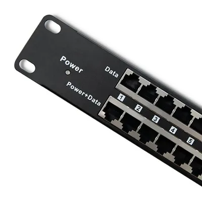 Obrázek produktu pro Qoltec 54477 Patch panel RACK| 48V | 24 portů | Pasivní PoE injektor | Černá