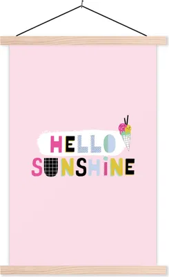 Produktbild von MuchoWow® Textilposter Sommer - Eiscreme - Pastell - Rosa 60x90 cm mit holzfarbenen Rahmen - Textil