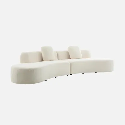 Produktbild von sweeek - Organisches 5-Sitzer-Sofa mit Bouclé-Bezug - Creme