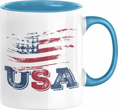 Produktbild von USA Flagge Tasse Geschenk Amerika Geschenkidee Auslandjahr Vereinigte Staaten Von Amerika (Blau)