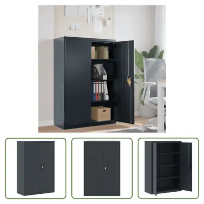 Immagine prodotto di The Living Store schedario antracite 90x40x140 cm in acciaio