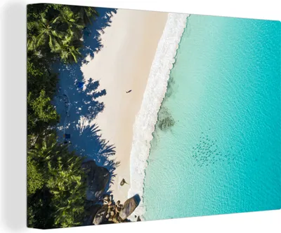 Produktbild von OneMillionCanvasses® - Leinwandbilder - 140x90 cm, Meer - Strand - Bäume, Wandbilder Kunstdruck Wanddekoration