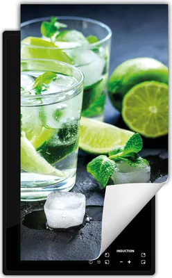Produktbild von DarHaus Herdabdeckplatte 1 teilig 30x52 cm Anti Rutsch Matte Aufrollbar, Limette - Wasser
