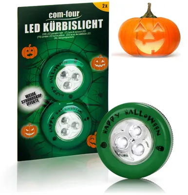 2er-Set LED-Pompoenlichter für Halloween, kaltweiß