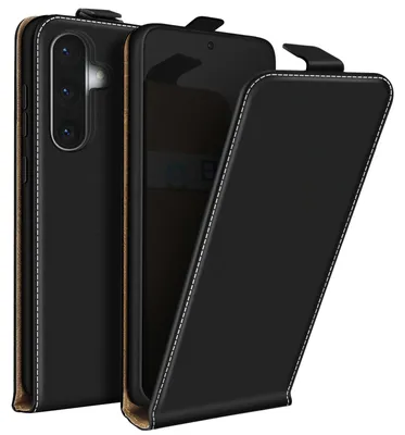 Zdjęcie produktu dla Avizar, etui do Galaxy A37 z pionową klapką, przegródką na karty i podstawką, czarne