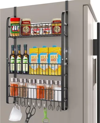 Produktbild von Kräuterregal mit Haken - Hängendes Küchenregal - 3 Ebenen - Schwarz
