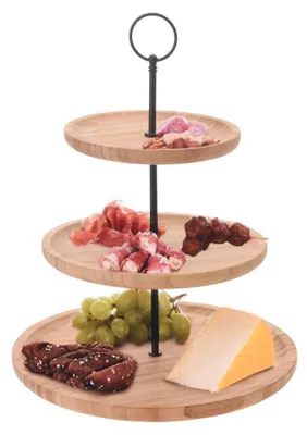 Productafbeelding van Uitstekende serveerplank, 3-laags, bamboe, 28/21/16,5 x 34 cm, bruin