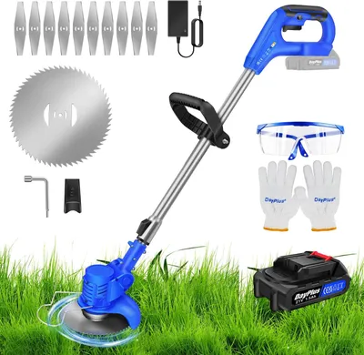Produktbild von Rasentrimmer - Akku 21 V - Bürstenloser Motor - 15,5 cm Schnittbreite - Teleskopstiel 91,5–127,5 cm - 1,5 Ah Lithium-Ionen-Akku - Blau