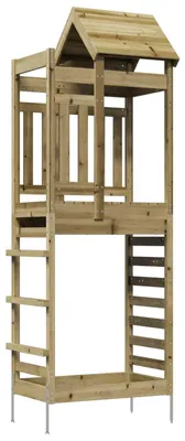Image de Tour de jeux vidaXL marron 52,5 x 85 x 238 cm en bois massif imprégné
