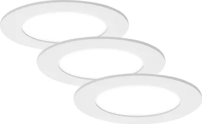 Image de Lampe LED encastrée BRILONER LEUCHTEN FLAT IN, 7 W, 600 lm, IP44, blanc, plastique, set de 3, Ø 12 cm