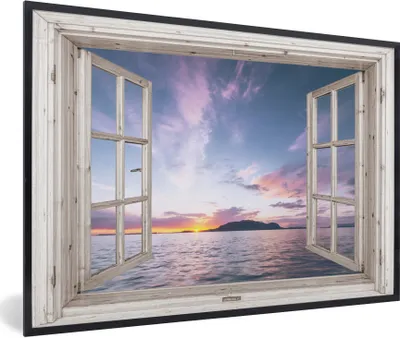 Produktbild von MuchoWow® Gerahmtes Poster Aussicht - Meer - Insel 90x60 cm - Poster mit Schwarzem Bilderrahmen Wandposter Rahmen Foto Bilder - Fotorahmen - Foto-Plakat