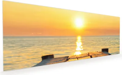 Produktbild von Küchenrückwand Spritzschutz Glas mit Motiv Sonnenuntergang Meer 40 x 40 cm