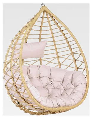 Produktbild von Hängekorbsessel aus Rattan ohne Gestell inkl. Kissen Beige